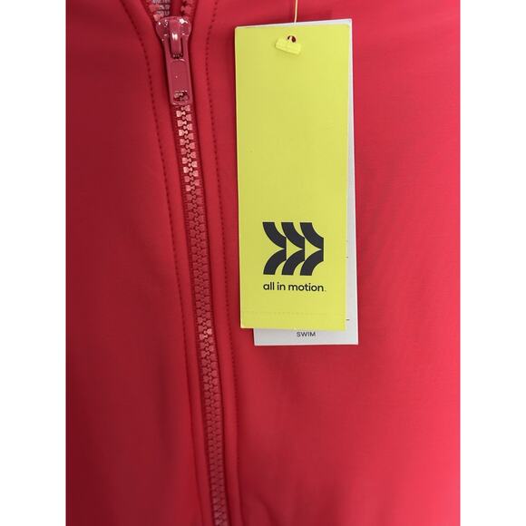 NWT All In Motion Pink/Coral Zipper Front Rashguard One Piece size Medium - Picture 2 of 8